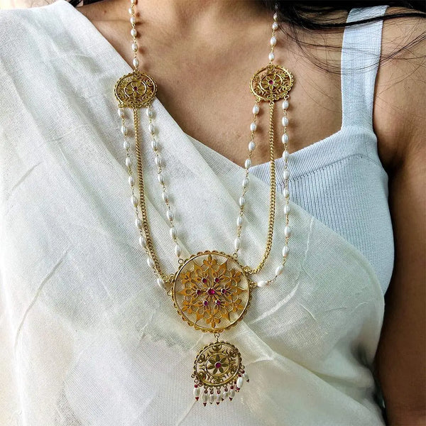 Rajasi Gold Long Necklace Set