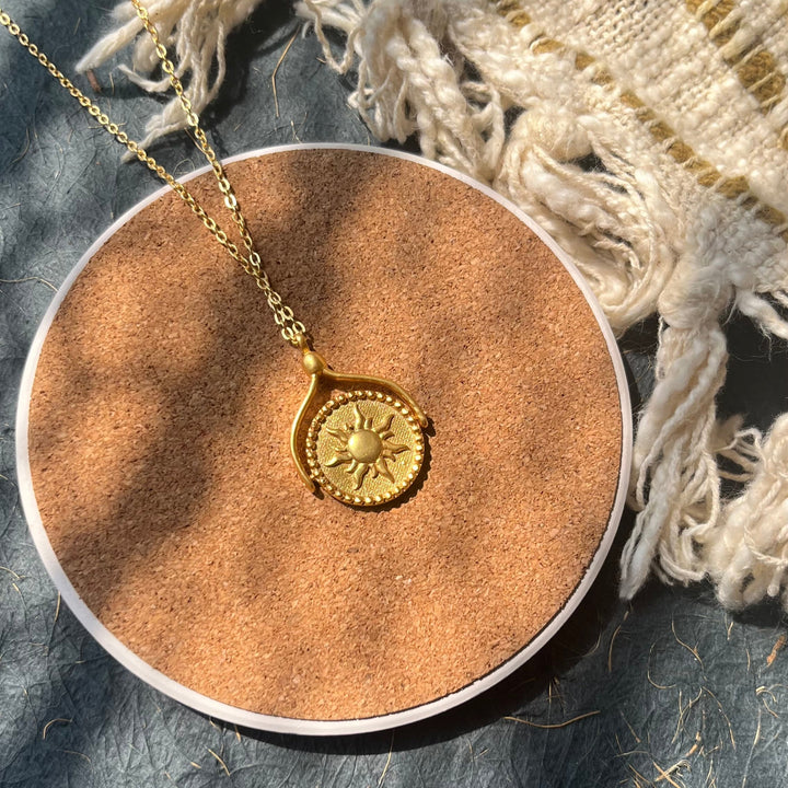 Sun & Moon Locket Pendent gold necklace