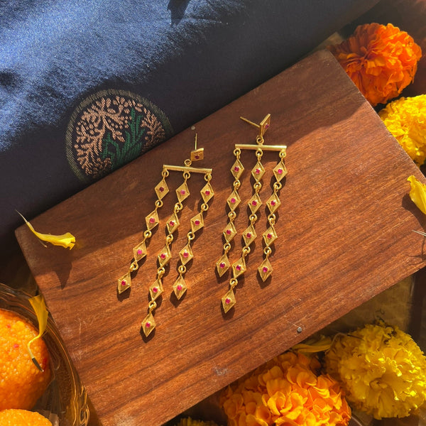 Gold earrings, Danglers, Minimal Earrings, Gold plated