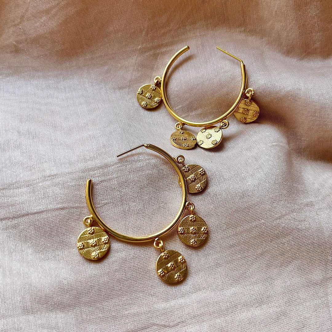 Buy Oversized Coin Hoop Earrings In Bronze Finish  13cm Length at Amazonin