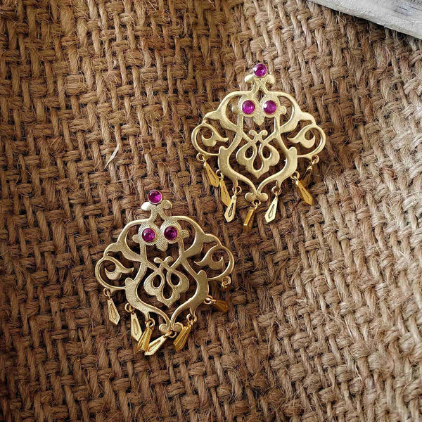 Rosa Ethnic Gold Earrings